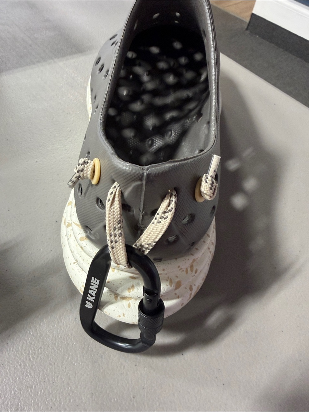 Gray Slip-On Ventilated Clogs with Speckled White Sole - Picture 2 of 5